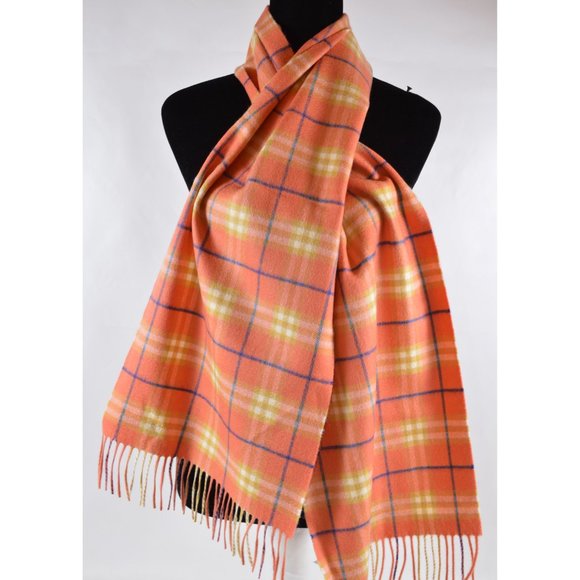 Burberry | Accessories | Burberry Coral Orange 0 Cashmere  Burberry Coral Orange 100% Cashmere Nova Check Scarf Muffler 80047141